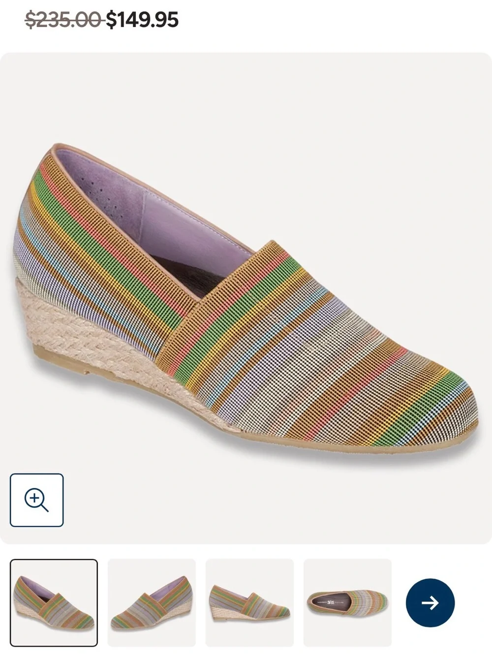 SAS Multicolor Striped Espadrille Wedge - Green, Yellow, Brown, Blue